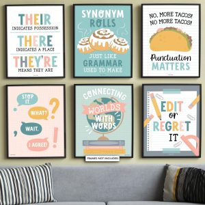 English Motivational Posters | Set of 6 | Educational Posters - Boho Muted