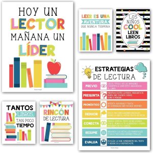 Spanish Reading Posters | Set of 6 | Educational Posters - Boho Rainbow