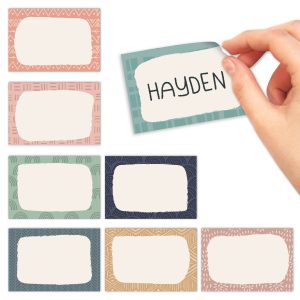 Name Tag Stickers | Set of 56 | Classroom Supplies - Boho Patterned